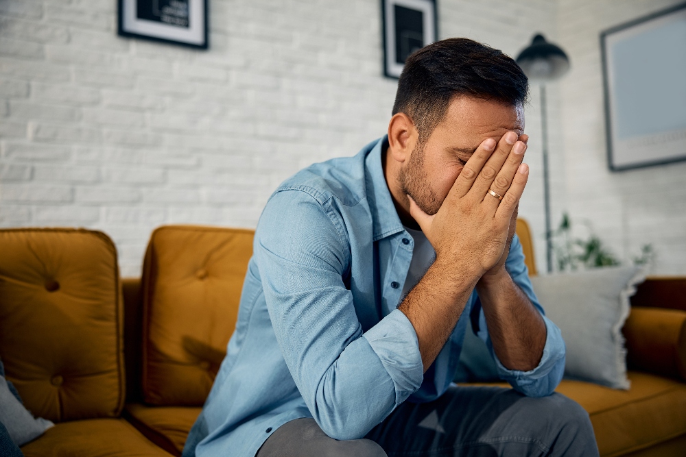 anxious man struggling with addiction 