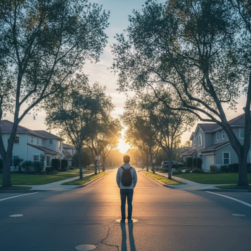 a person trying to decide symbolically in California whether to go to detox or rehab