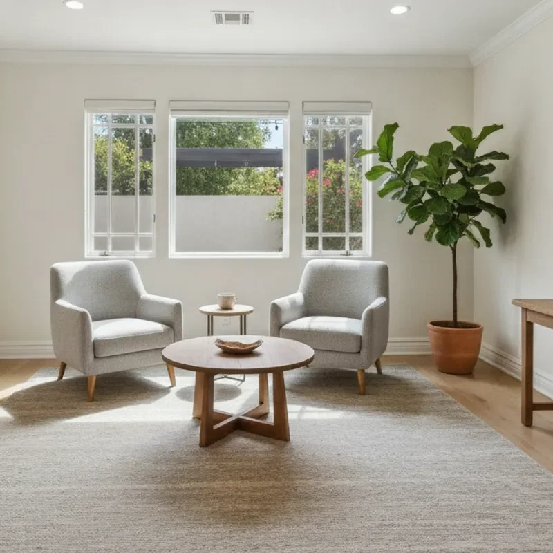 Quiet private consultation room in a refined residential treatment setting